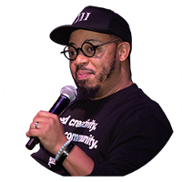 Daniel Jones with microphone