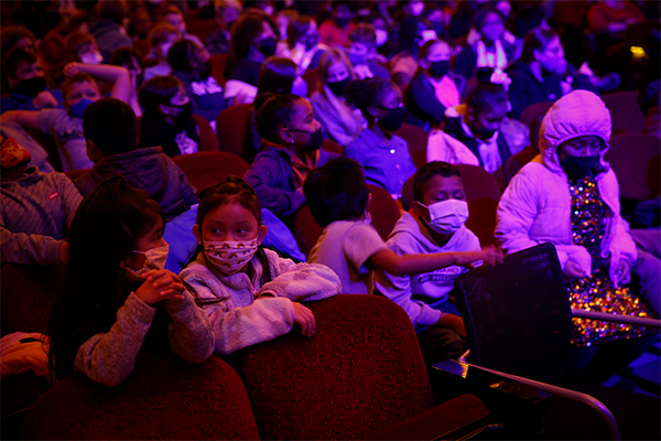 Students wait for The Hip Hop Nutcracker to start.