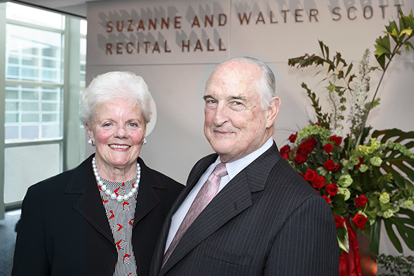 Walter and Suzanne Scott at the dedication of the Scott Recital Hall